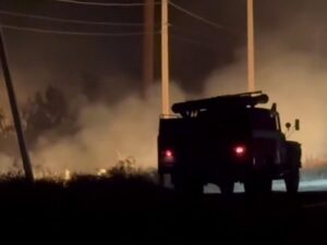 Подробнее о статье Сальдо выехал на место крупного пожара после атаки БПЛА в Геническе