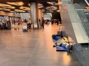 Подробнее о статье Обстановка во «Внуково»: раздают коврики, предлагают гостиницу